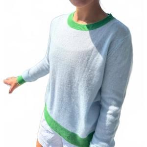 NEW CORTLAND PARK posy crewneck sweater in sky/wild lettuce